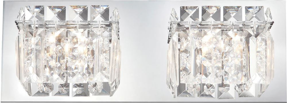 Crown 2 Light Vanity In Chrome and Clear Crystal Glass