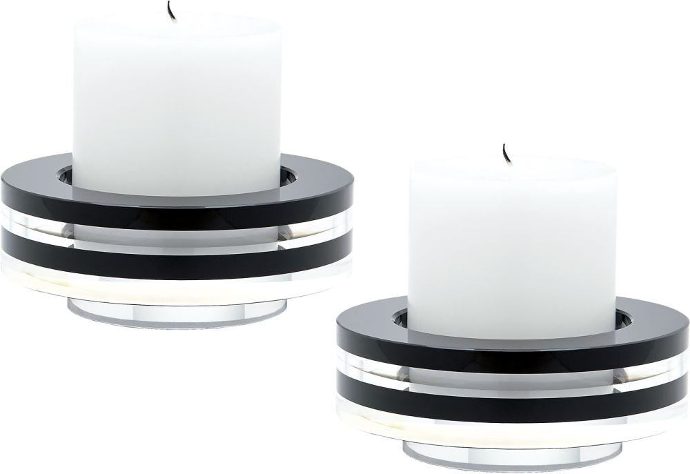 Round Tuxedo Crystal Candleholder - Set of2