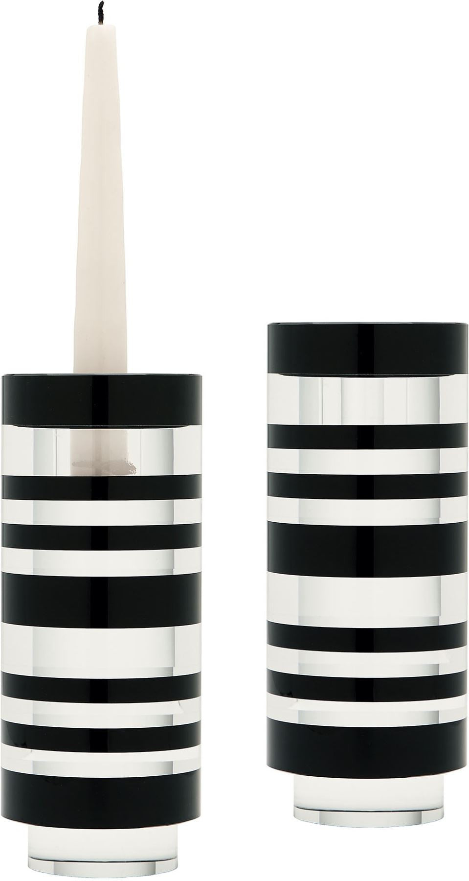 Sliced Tuxedo Crystal Candleholder - Small. (Set of 2)