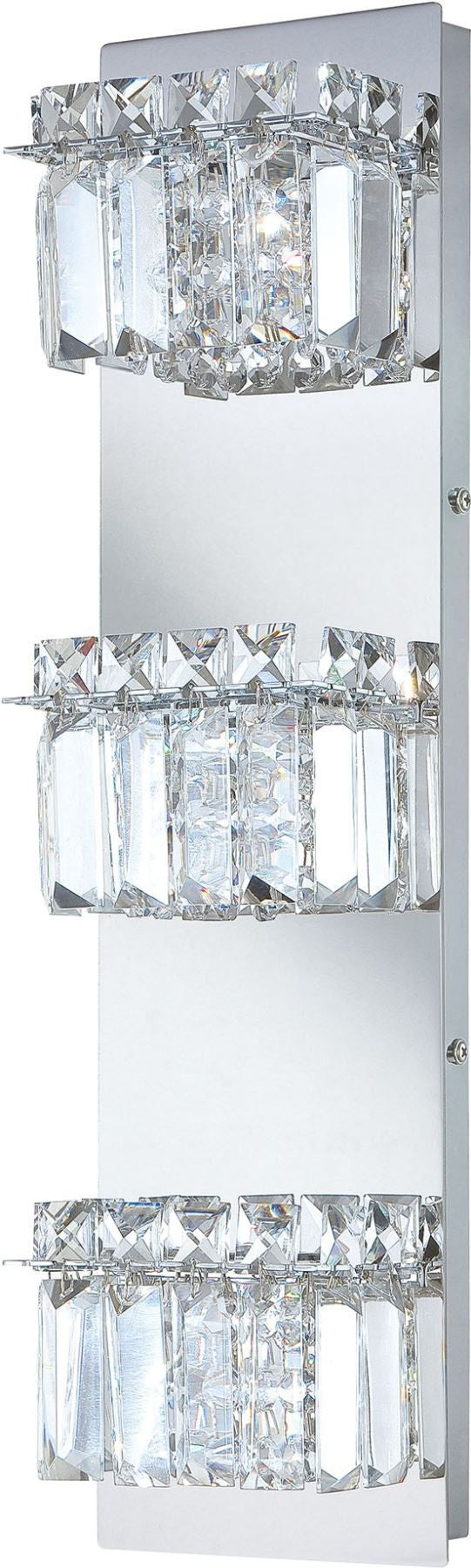 Crown 3 Light Vanity In Chrome and Clear Crystal Glass