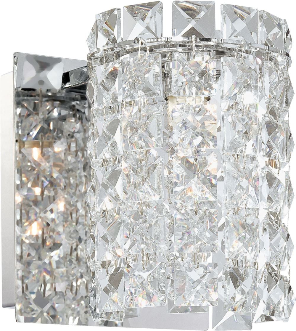 Queen 1 Light Vanity In Chrome and Clear Crystal Glass
