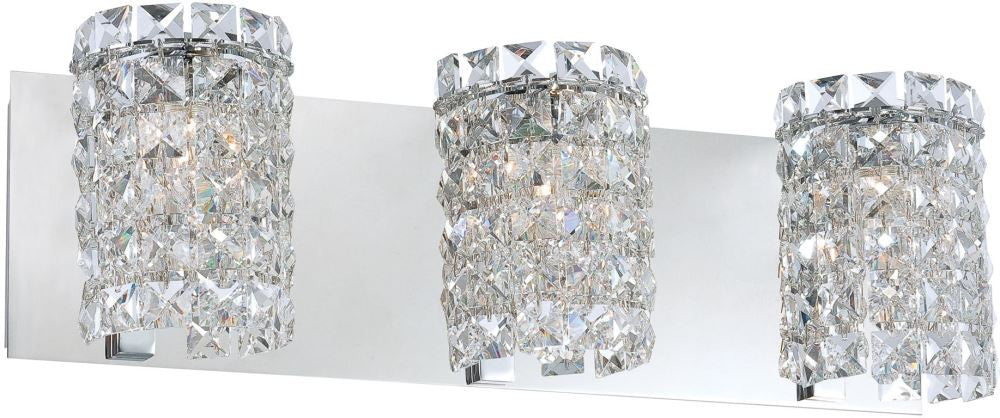 Queen 3 Light Vanity In Chrome and Clear Crystal Glass