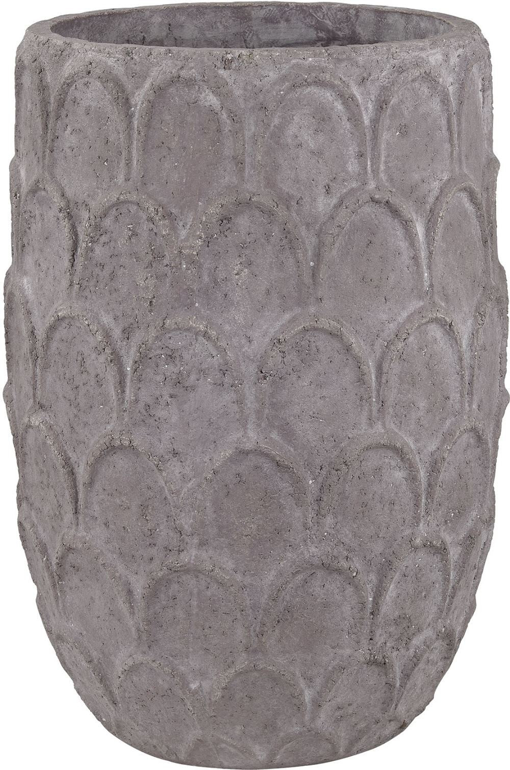 Large Aged Powdered Lotus Petal-Carved Pot