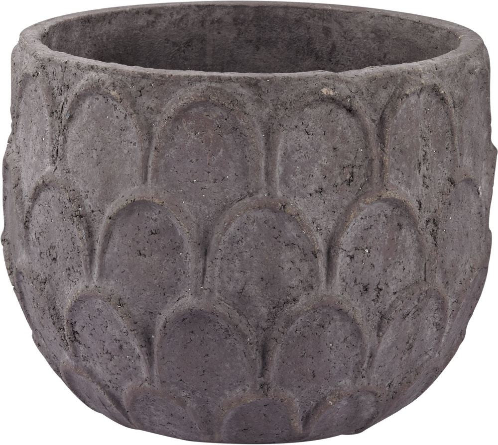 Small Aged Powdered Lotus Petal-Carved Pot