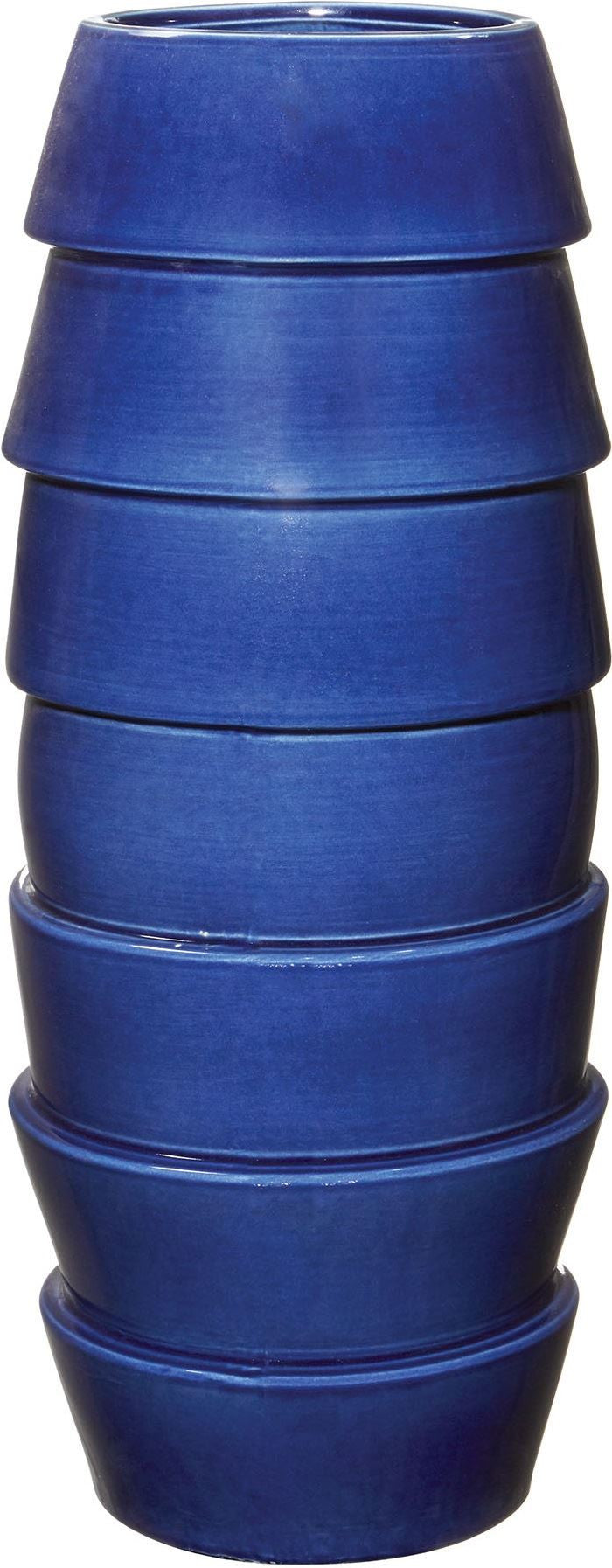 Tall Denim Crackle Layered Vessel