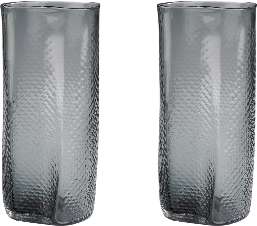 Grey Etched Glass Vase