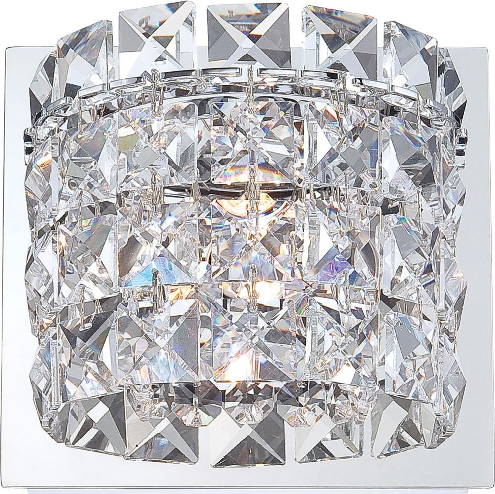 Rondell 1 Light Vanity In Chrome and Clear Crystal Glass