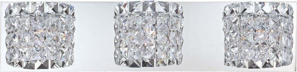 Rondell 3 Light Vanity In Chrome and Clear Crystal Glass