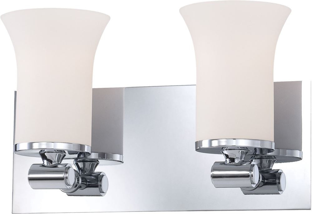 Flare 2 Light Vanity In Chrome and White Opal Glass