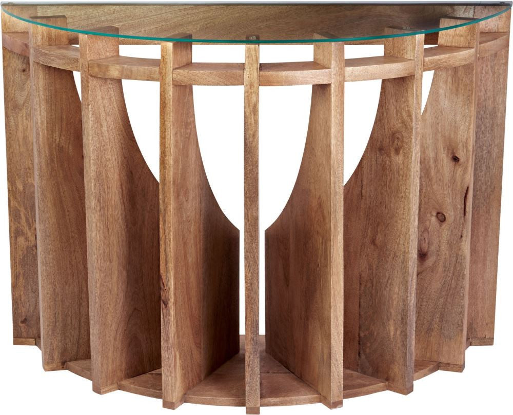 Wooden Sundial Console Table