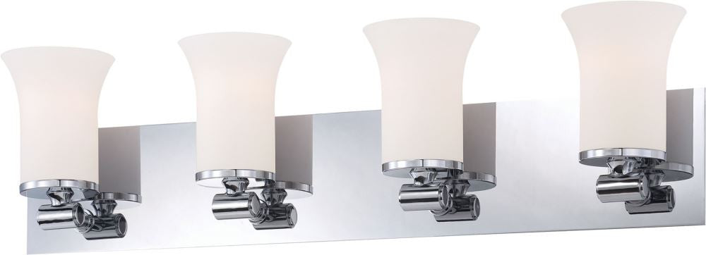 Flare 4 Light Vanity In Chrome and White Opal Glass