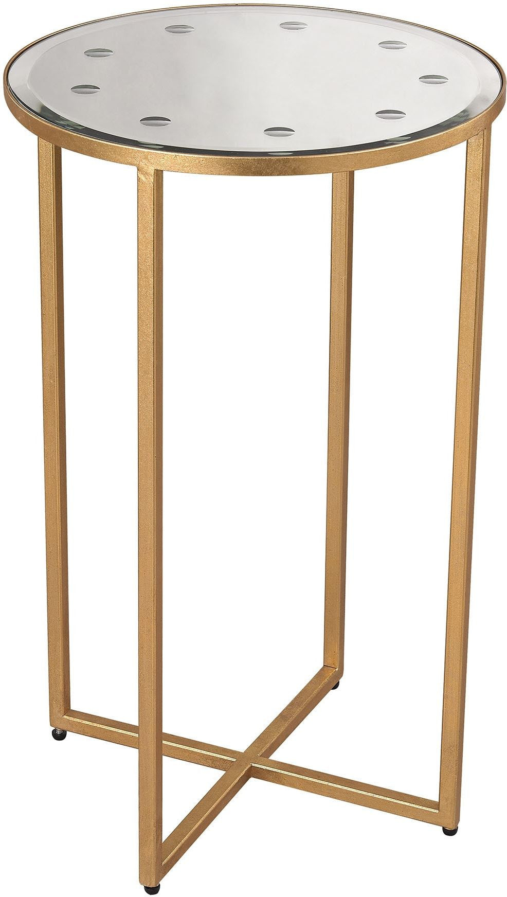 Cross Base Mirror Top Side Table