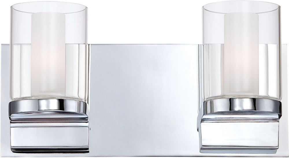 Anchor 2 Light Vanity In Chrome and Clear Outer Glass With White Opal Inner Glass