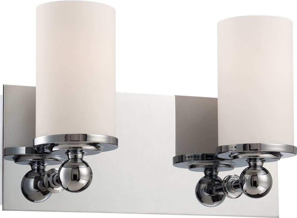 Adam 2 Light Vanity In Chrome and White Opal Glass