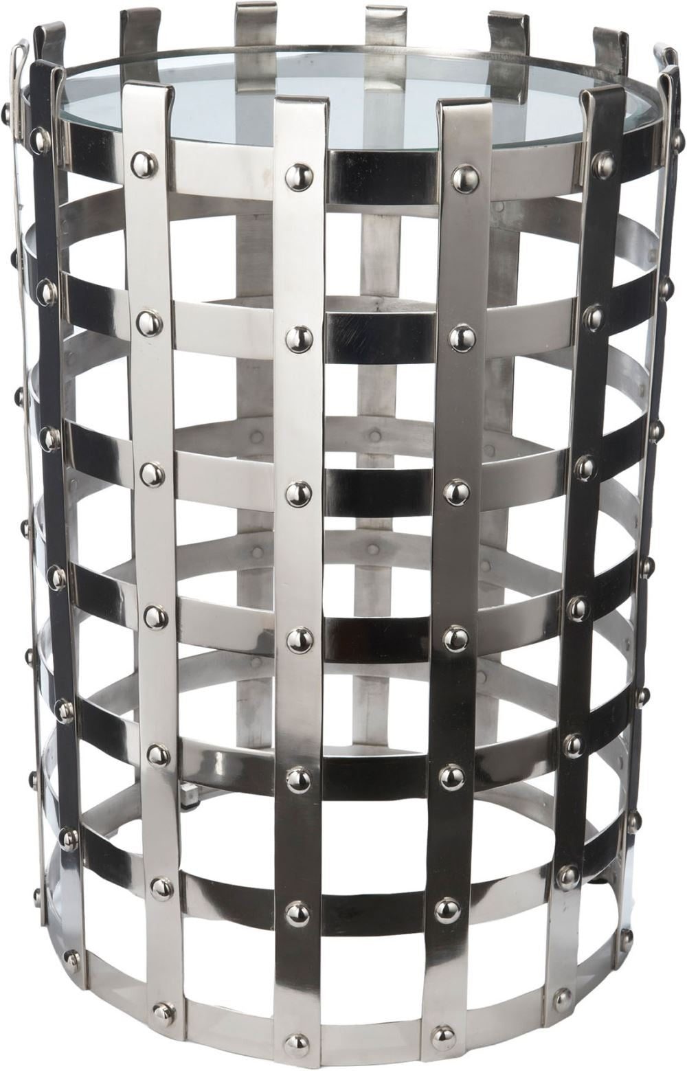 Metal Strap Table With Glass Top
