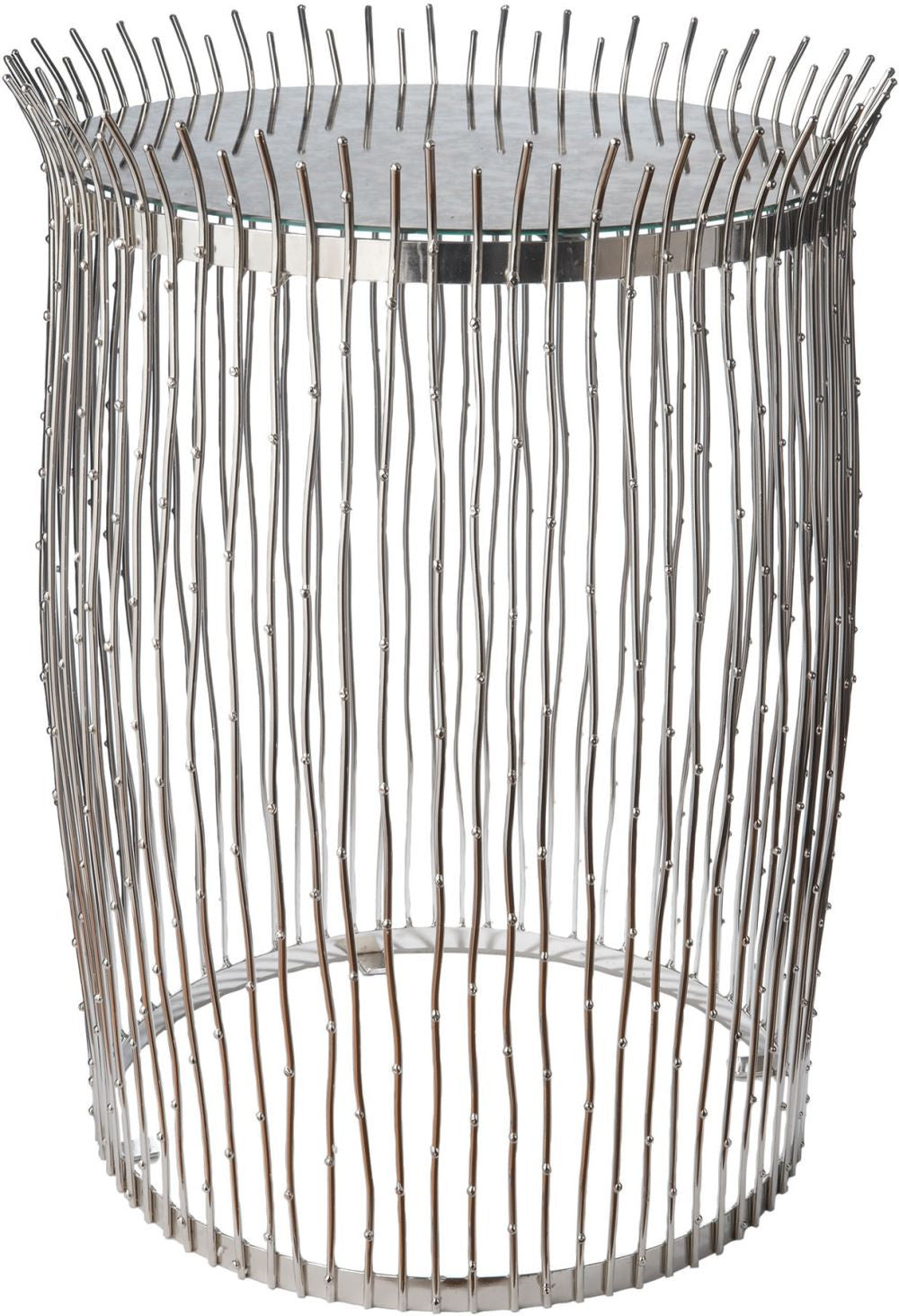 Nickel Dot Wire Table With Aged Mirror