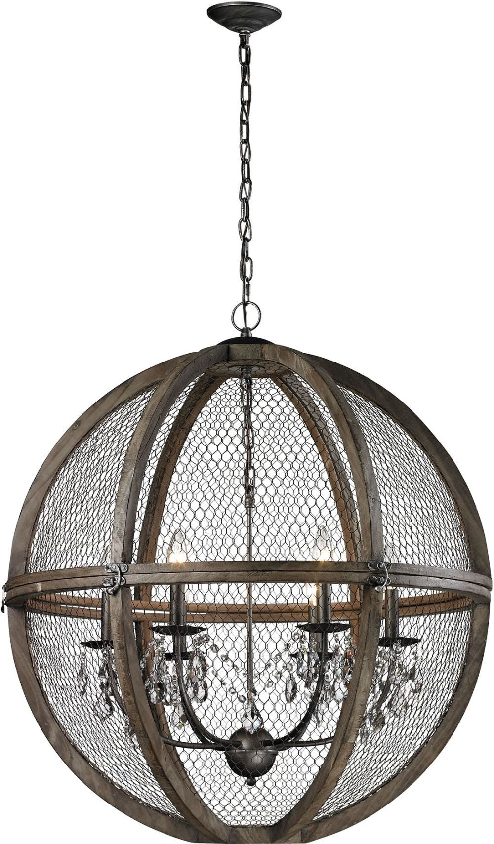 Large Renaissance Invention Wood and Wire Chandelier