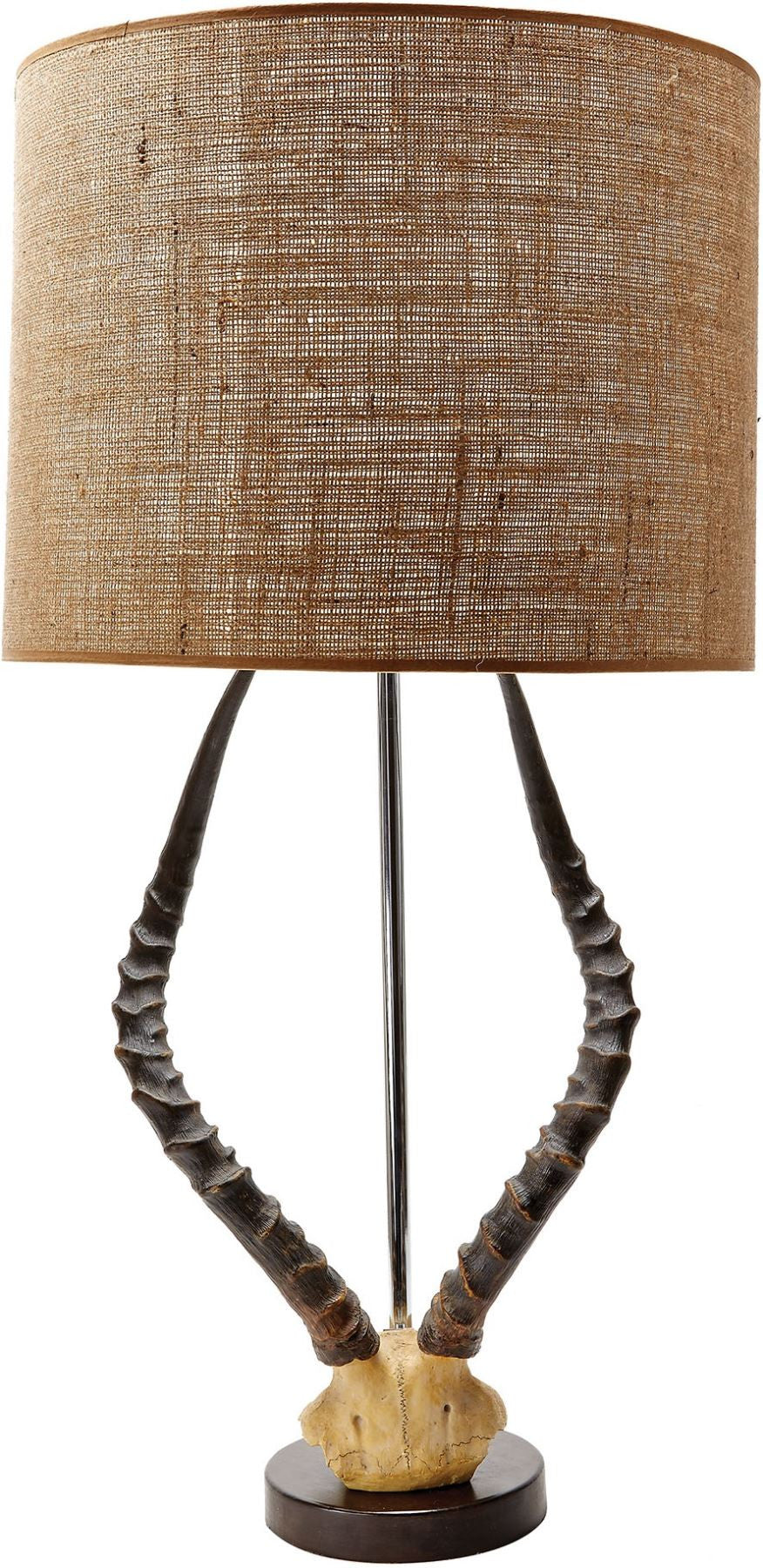 Natural Faux Horn Lamp With Burlap Shade
