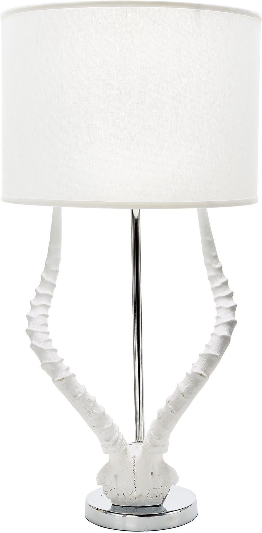 White Faux Horn Lamp With White Shade
