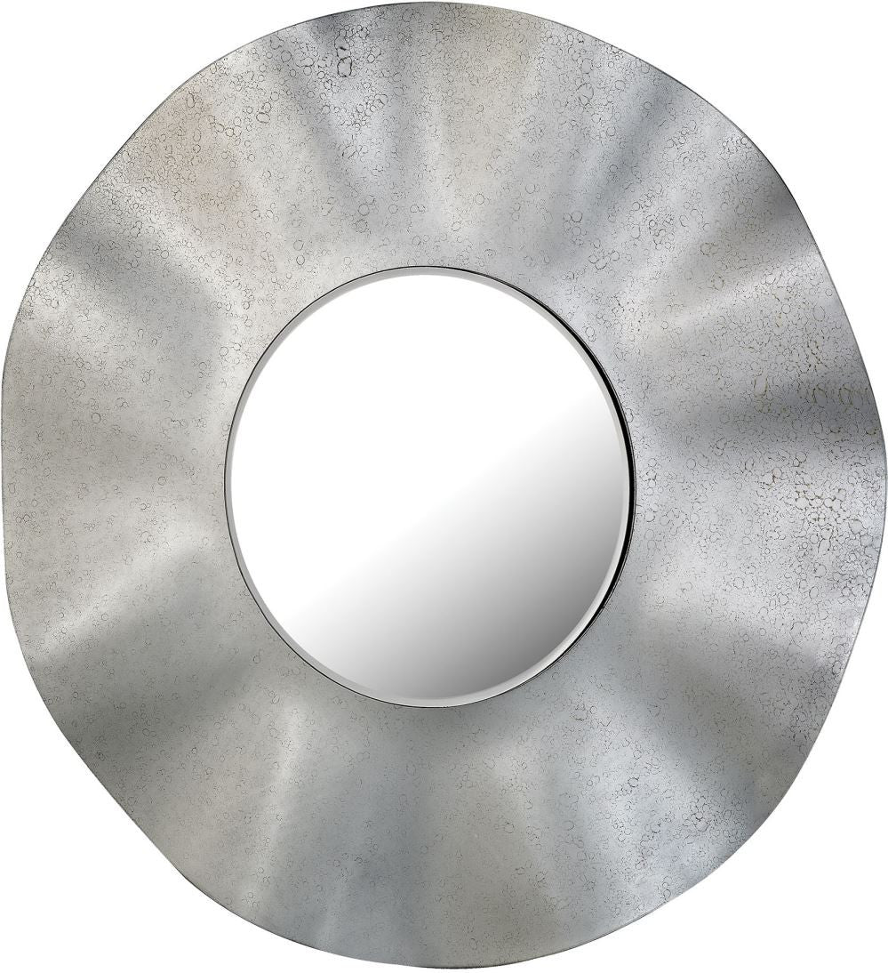 Bent Glass Wall Mirror In Antique Silver Finish