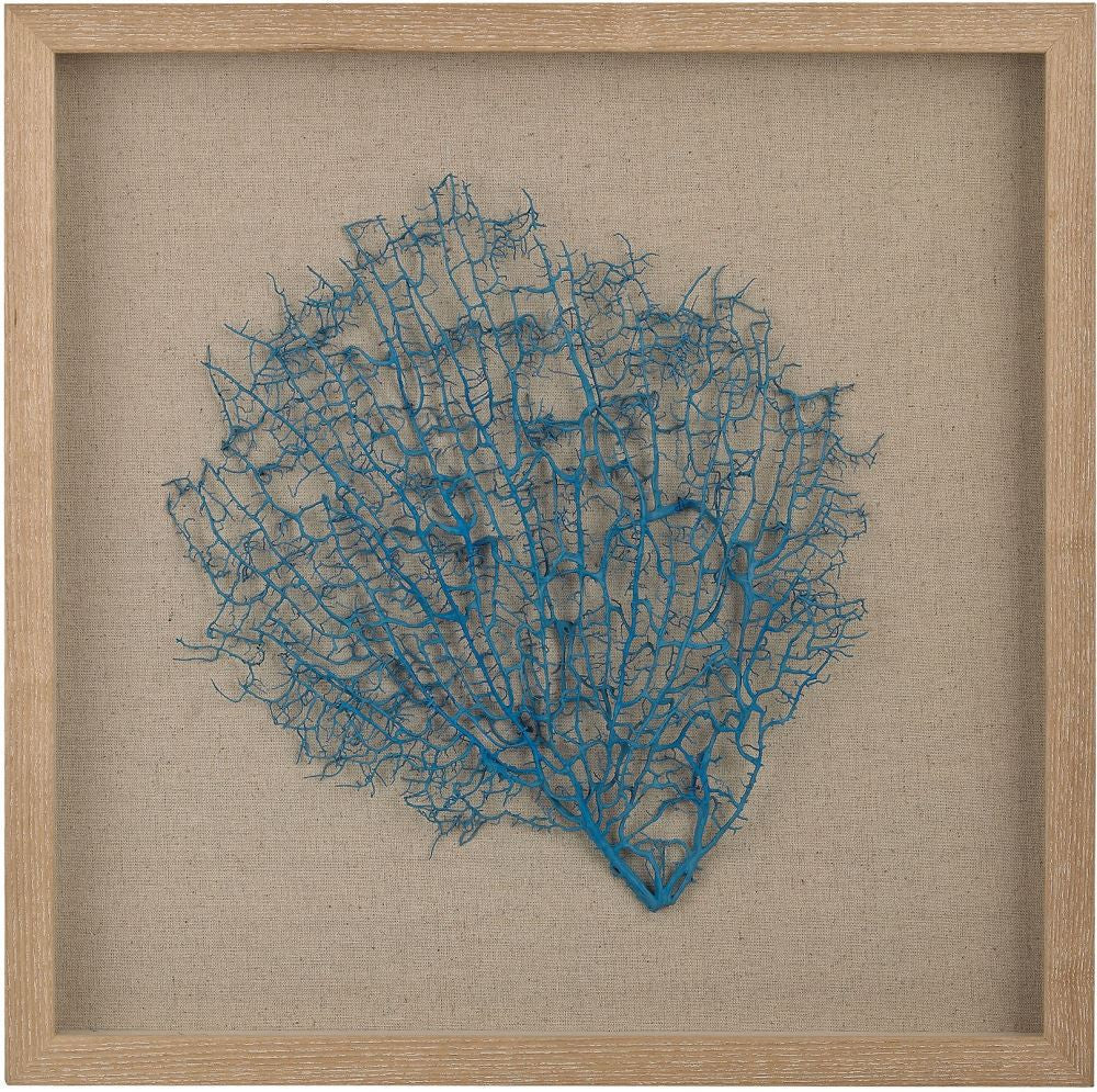 Turquoise Sea Fan On Natural Linen