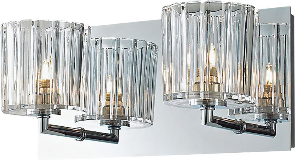 Sprocket 2 Light Vanity In Chrome and Clear Sprocket Cut Glass