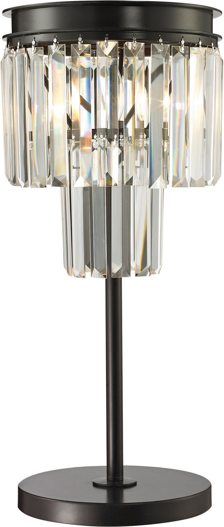 Palacial 1 Light Table Lamp In Oil Rubbed Bronze and Clear Crystal