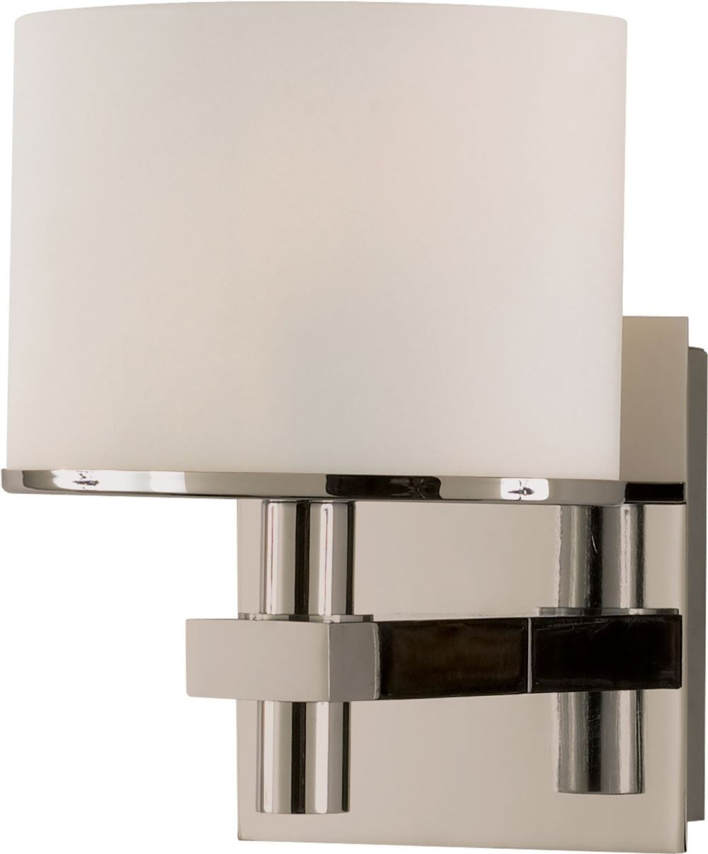 Ombra 1 Light Vanity In Satin Nickel and White Opal Glass