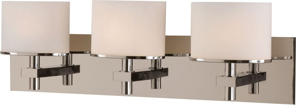 Ombra 3 Light Vanity In Satin Nickel and White Opal Glass
