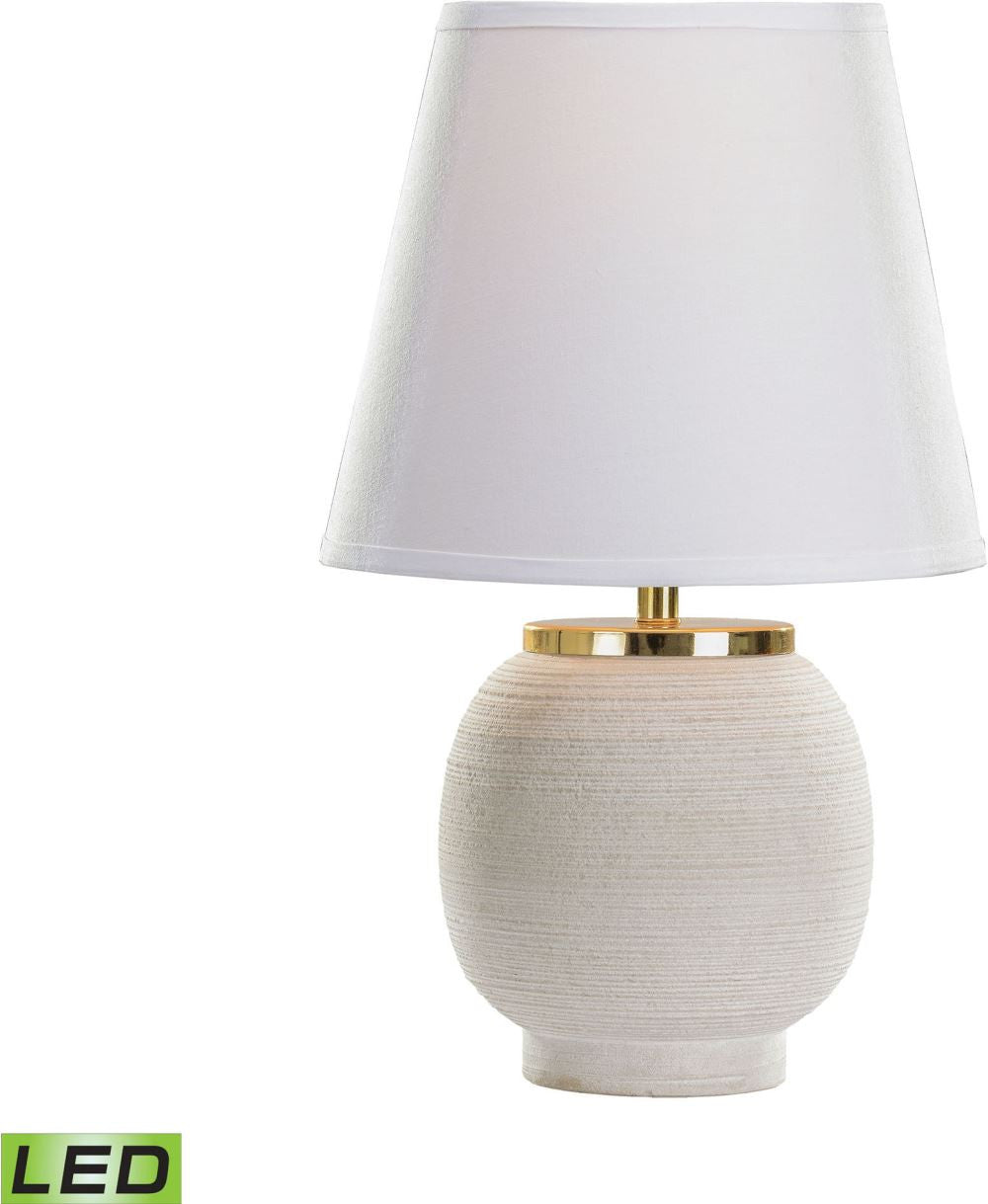 Sand Stone Ribbed Rough Round Led Table Lamp