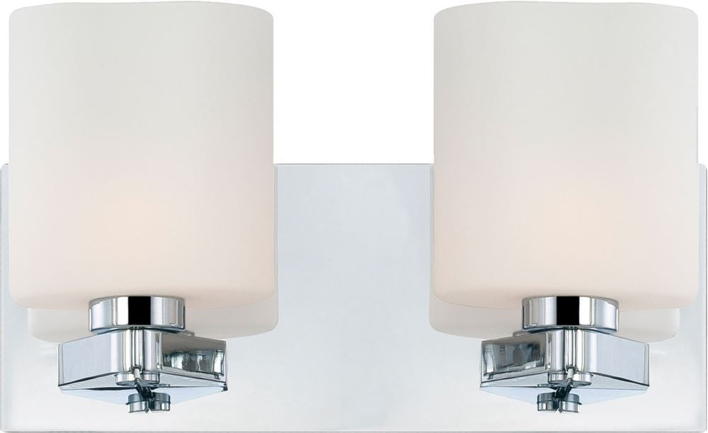Embro 2 Light Vanity In Chrome and Oval White Opal Glass