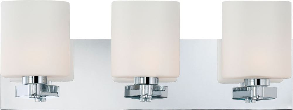 Embro 3 Light Vanity In Chrome and Oval White Opal Glass