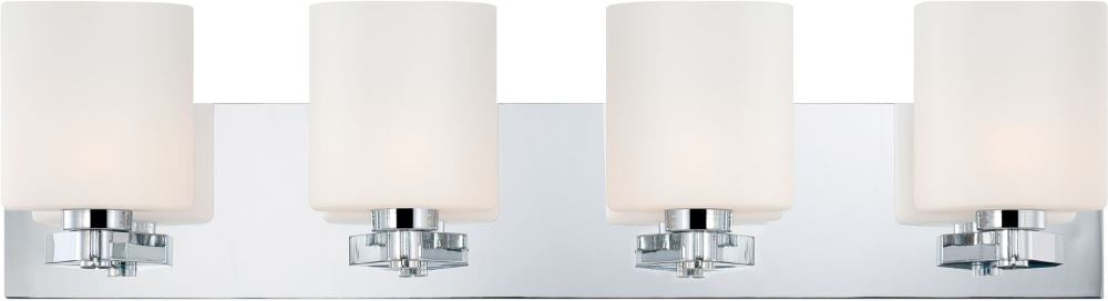 Embro 4 Light Vanity In Chrome and Oval White Opal Glass
