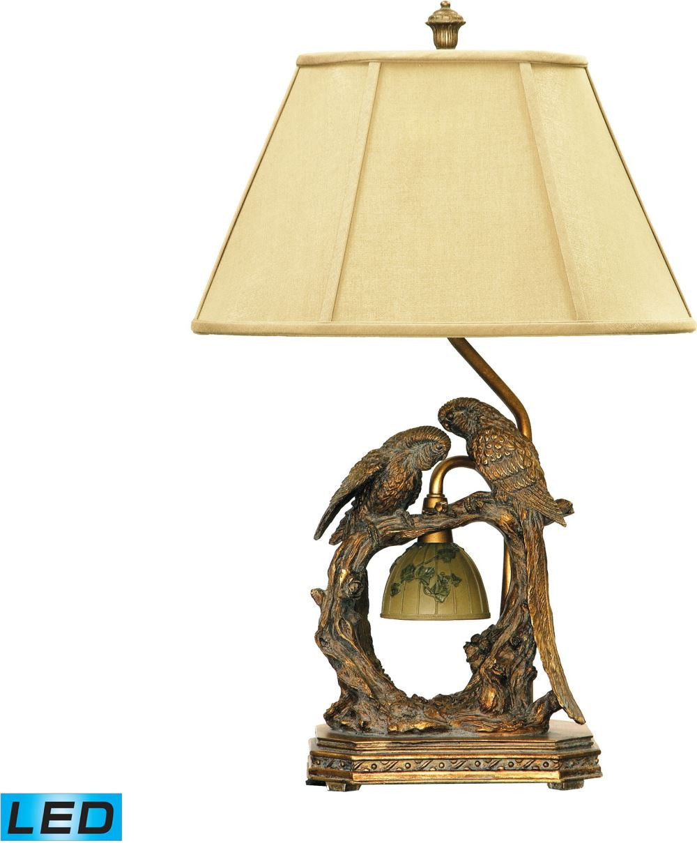 Twin Parrots Led Table Lamp In Atlanta Bronze