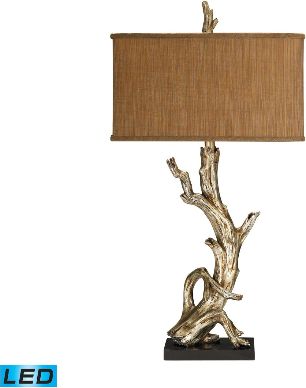 Driftwood Led Table Lamp In Silver Leaf