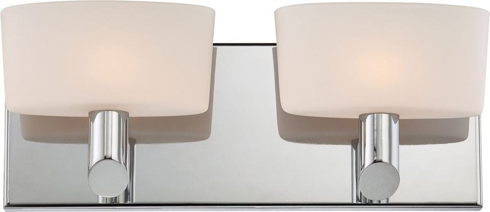 Toby 2 Light Vanity In Chrome and White Opal Glass