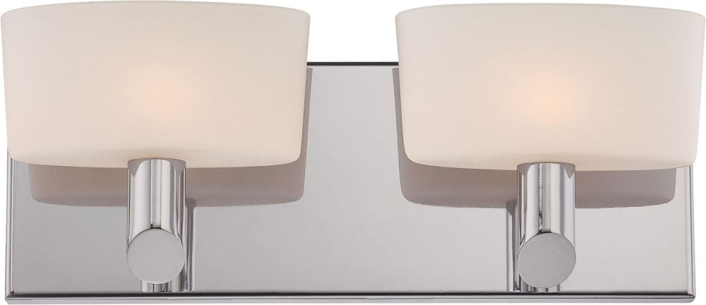 Toby 2 Light Vanity In Satin Nickel and White Opal Glass