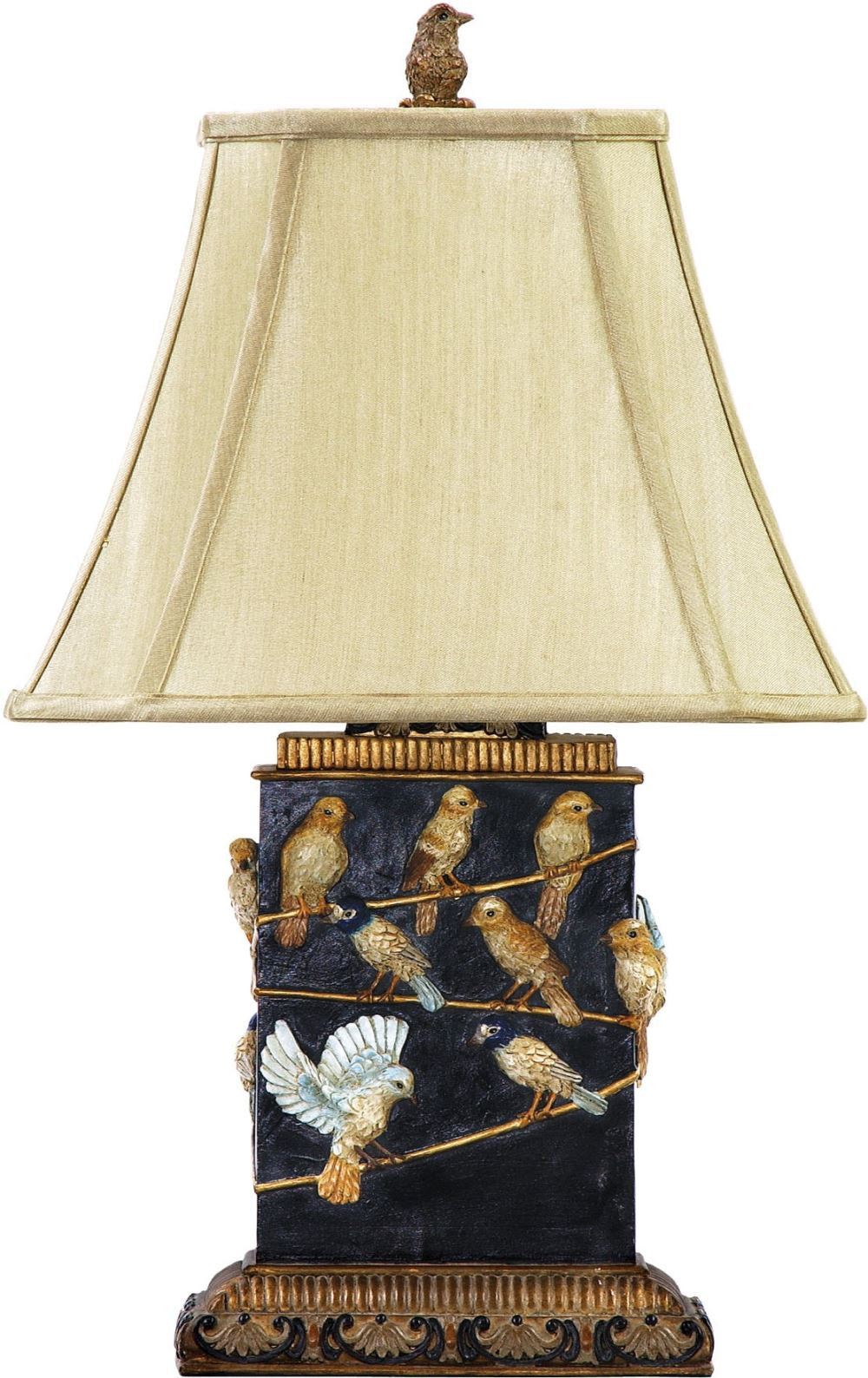 Birds On Branch Table Lamp In Black
