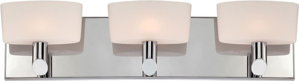 Toby 3 Light Vanity In Chrome and White Opal Glass