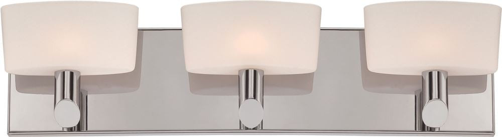 Toby 3 Light Vanity In Satin Nickel and White Opal Glass