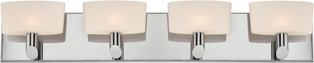 Toby 4 Light Vanity In Chrome and White Opal Glass