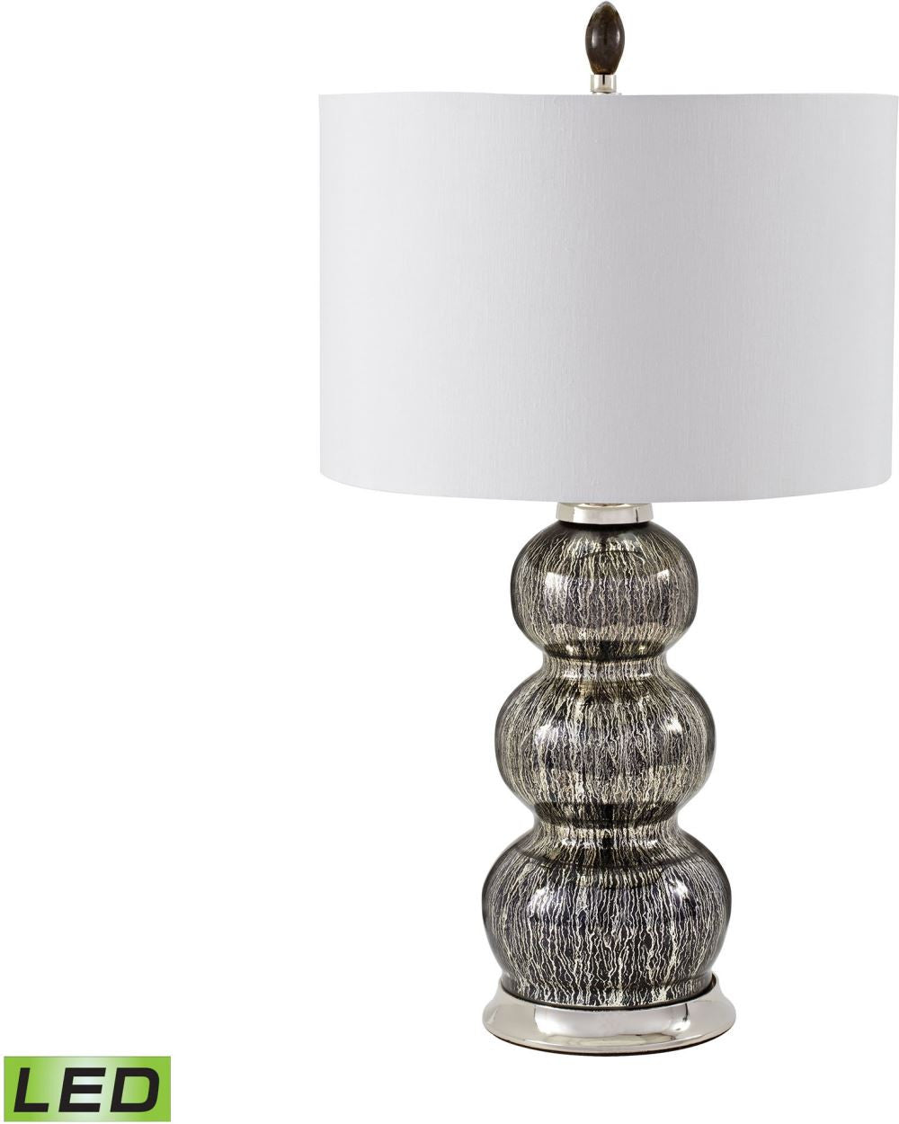 Black Mercury Gourd Led Table Lamp With Pure White Shade