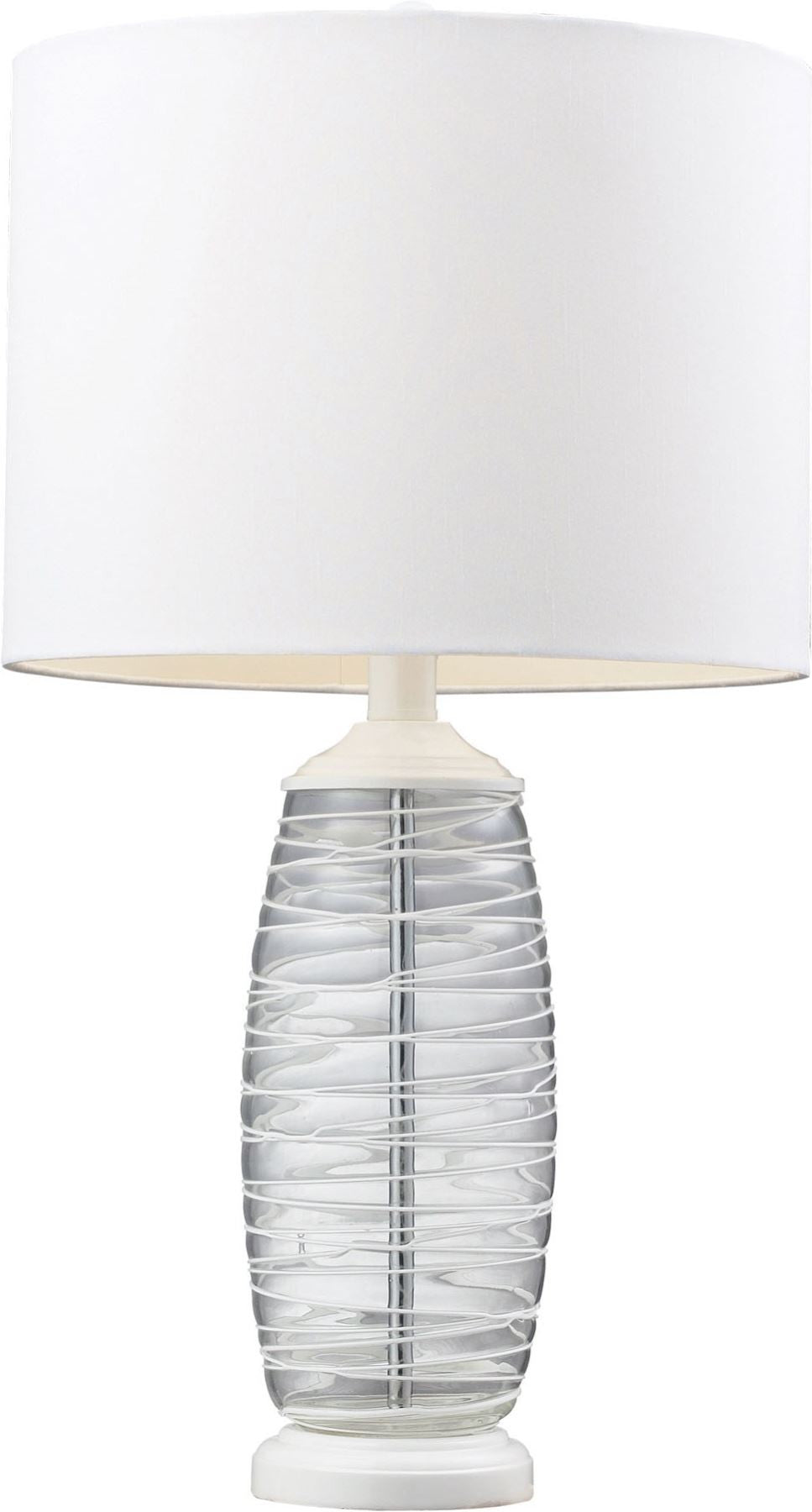 Blown Glass Table Lamp In Clear and White