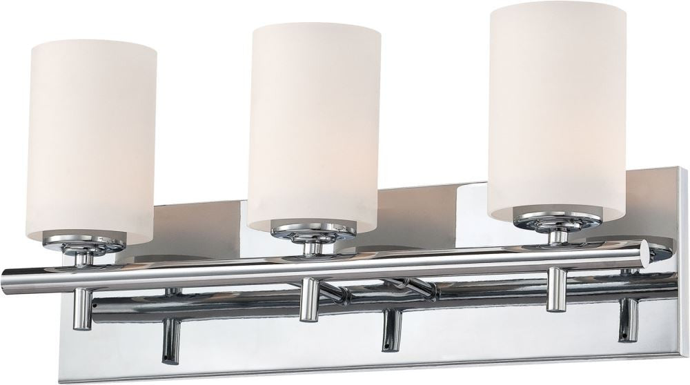 Barro 3 Light Vanity In Chrome and White Opal Glass