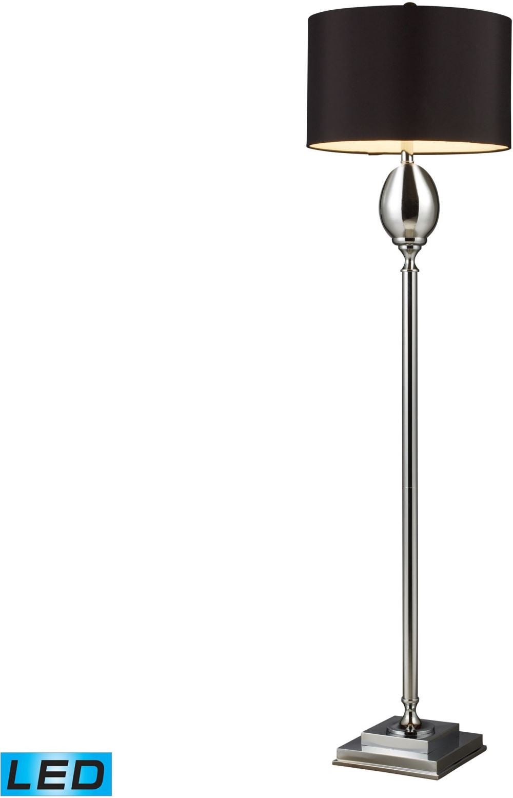 Waverly Led Floor Lamp In Chrome Plated Glass With Milano Black Shade
