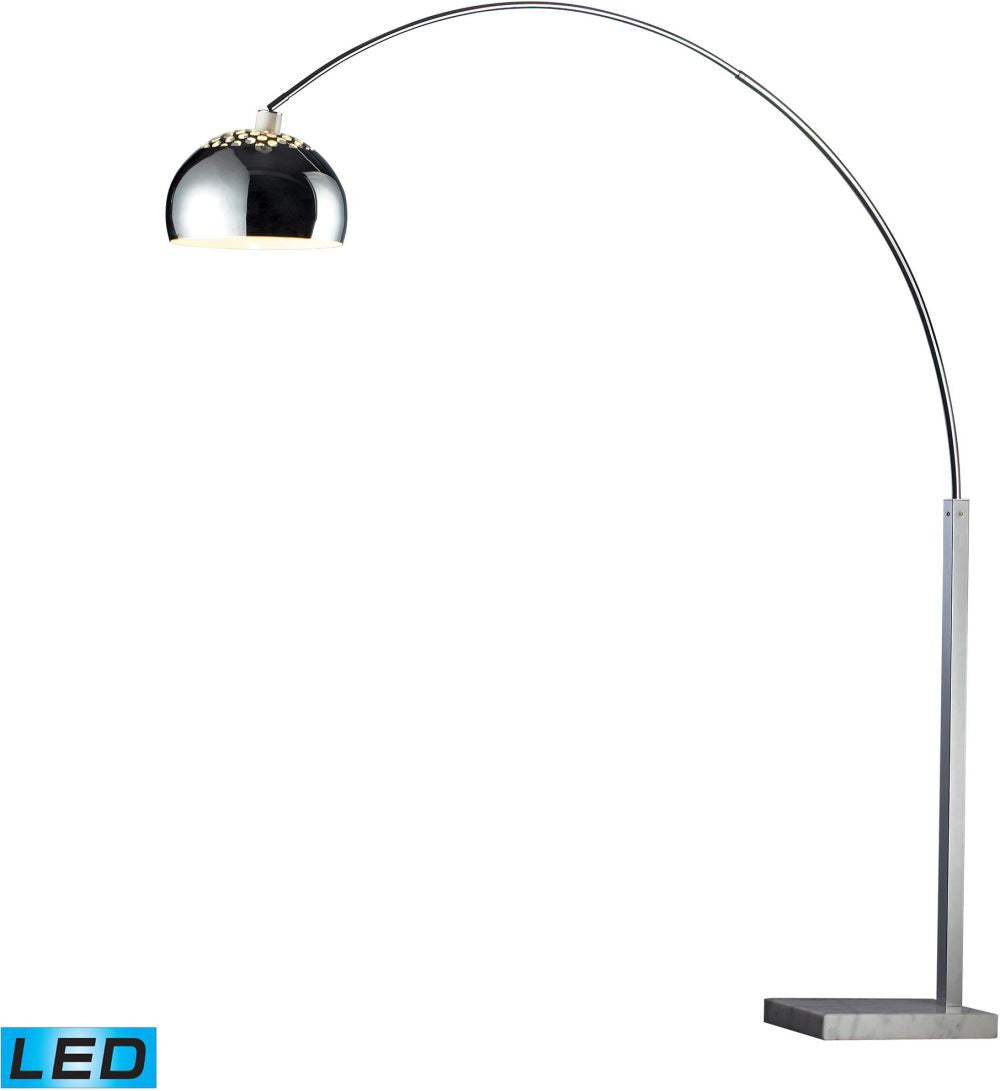 Penbrook Led Arc Floor Lamp In Chrome With White Marble Base