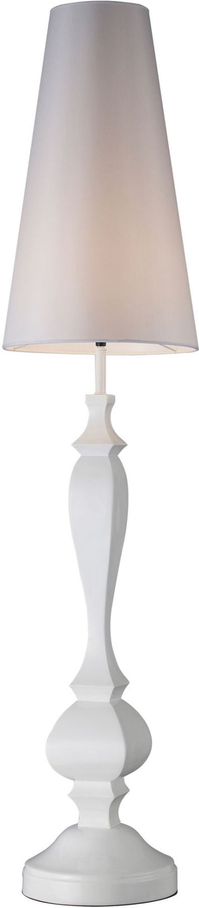 Palmyra Floor Lamp In Gloss White With Pure White Faux Silk Shade