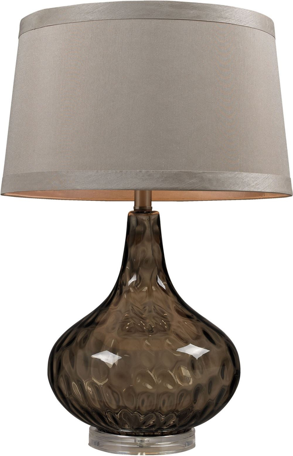 Water Glass Table Lamp Coffee Smoke With Taupe Shade