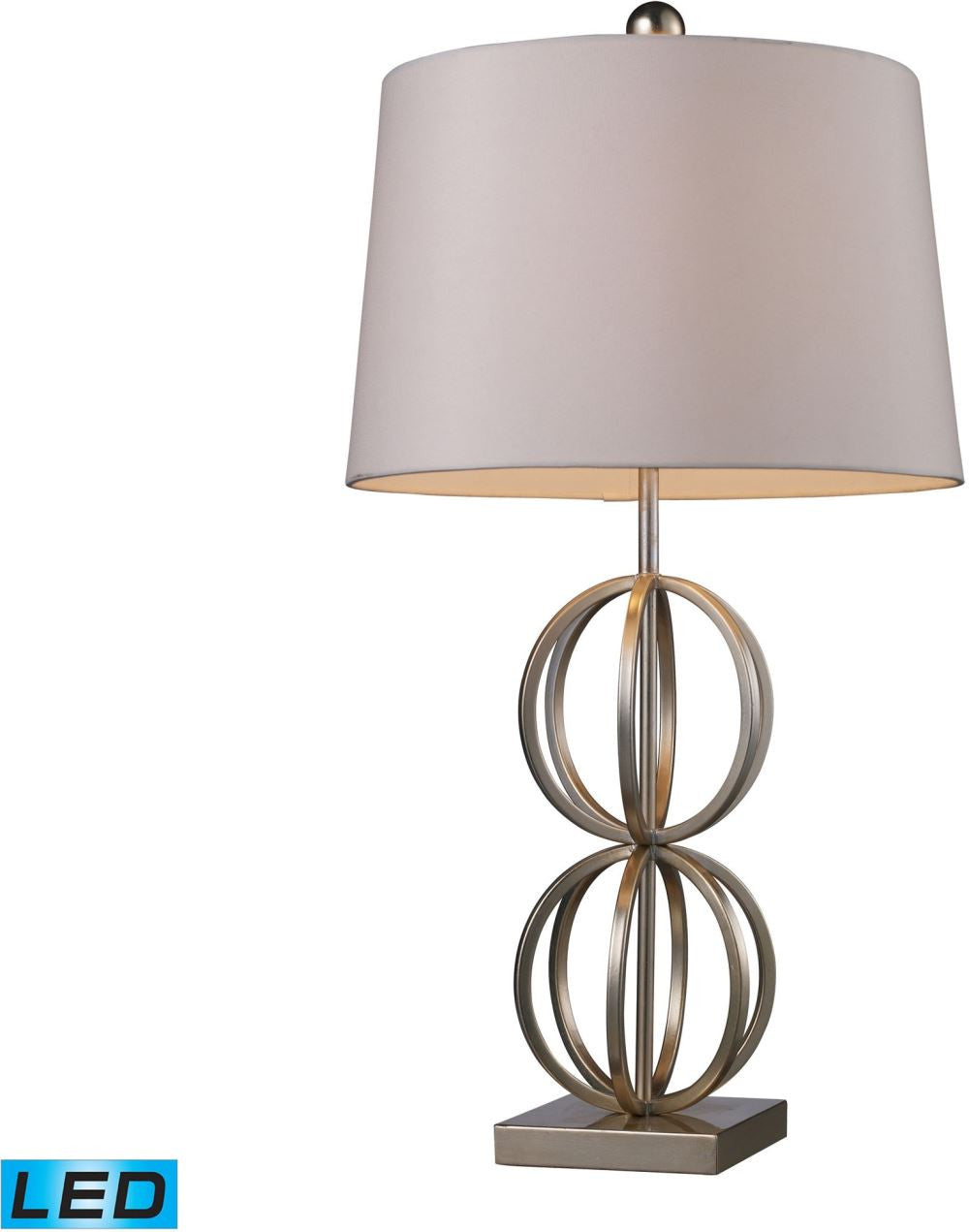 Donora Led Table Lamp In Silver Leaf With Milano Off White Shade