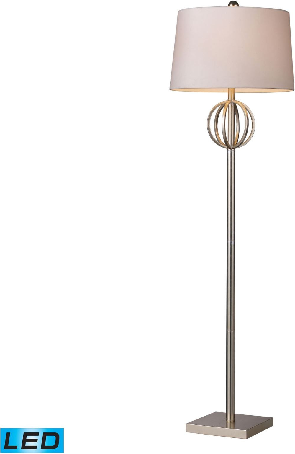 Donora Led Floor Lamp In Silver Leaf With Milano Off White Shade